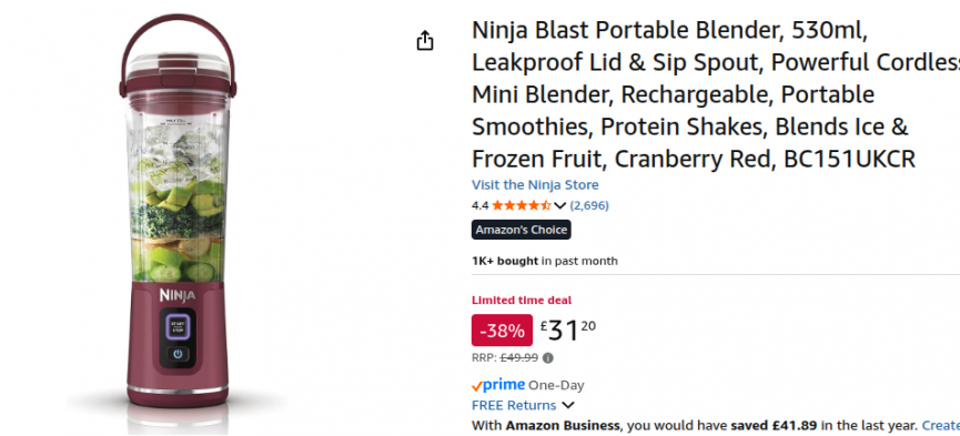 Ninja Blast Portable Blender £31.20 @ Amazon