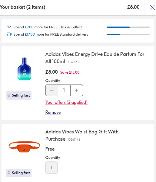 Adidas Vibes Energy Drive Eau de Parfum 100ml + Free Adidas Vibes Waist Bag £8 @ Boots