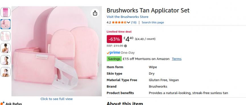 Brushworks Tan Applicator Set £4.40 @ Amazon