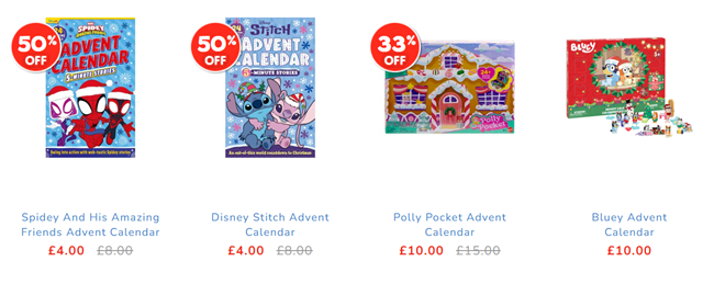 Screenshot showing Advent Calendars at The Entertainer