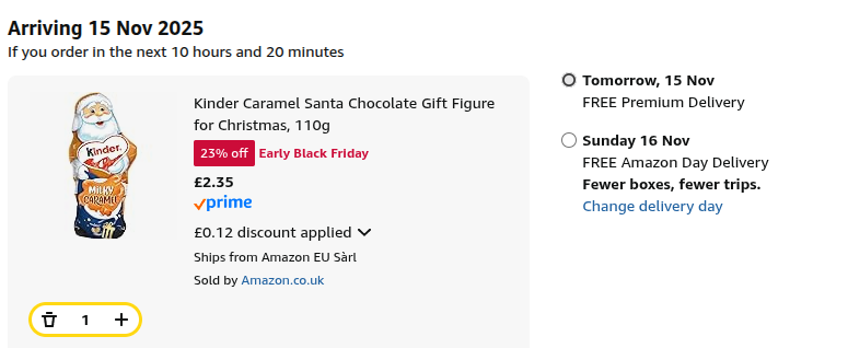 Kinder Milky Caramel Chocolate Santa £2.35 @ Amazon