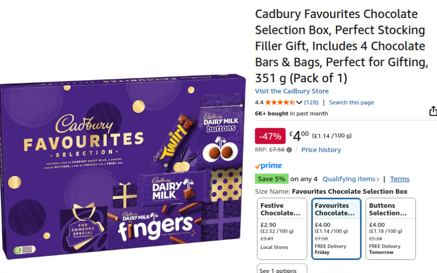Cadbury Favourites Chocolate Selection Box £4 @ Amazon