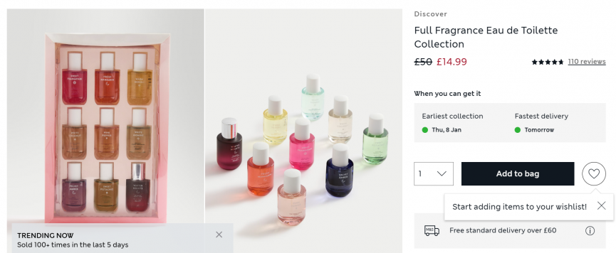 Screenshot showing 50% M&S Full Fragrance Eau de Toilette Collection for £14.99at Marks and Spencer