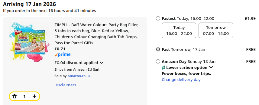 Zimpli Baff Water Colours 71p @ Amazon