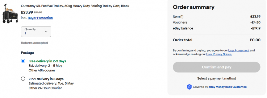 Outsunny 41L Festival Trolley £19.99 (using code) @ eBay