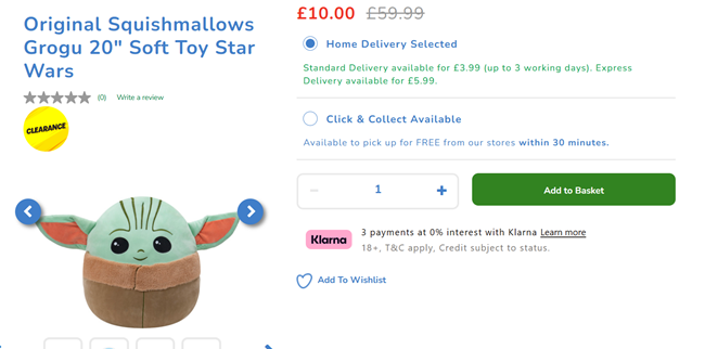 Screenshot showing Original Squishmallows Grogu 20