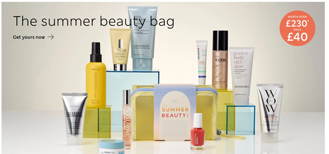 Screenshot showing M&S Summer Beauty Bag at Marks and Spencer