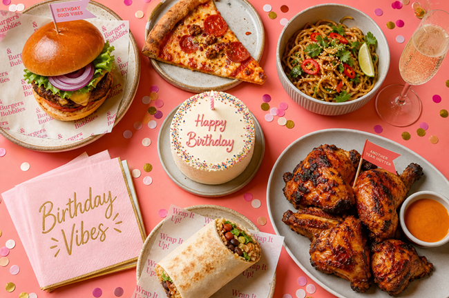 Screenshot showing birthday freebie meals and food