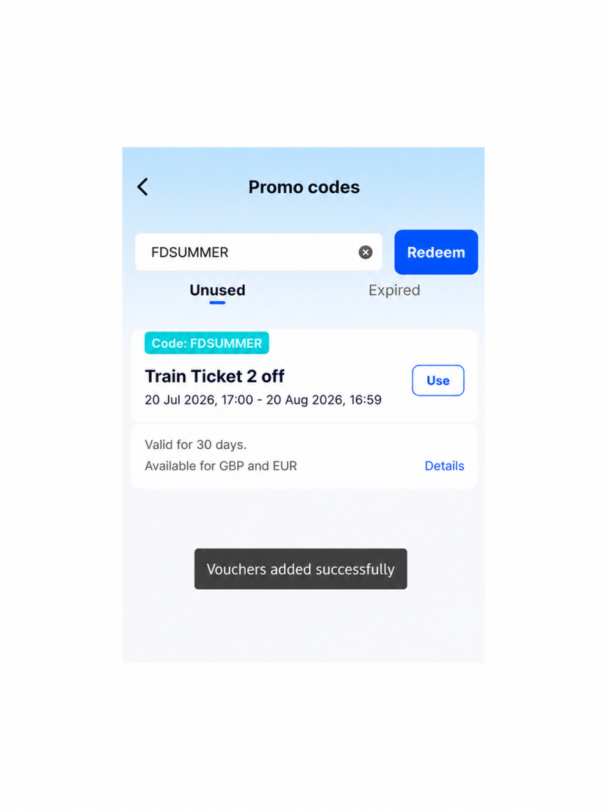Free £2 Credit to use @ Trainpal