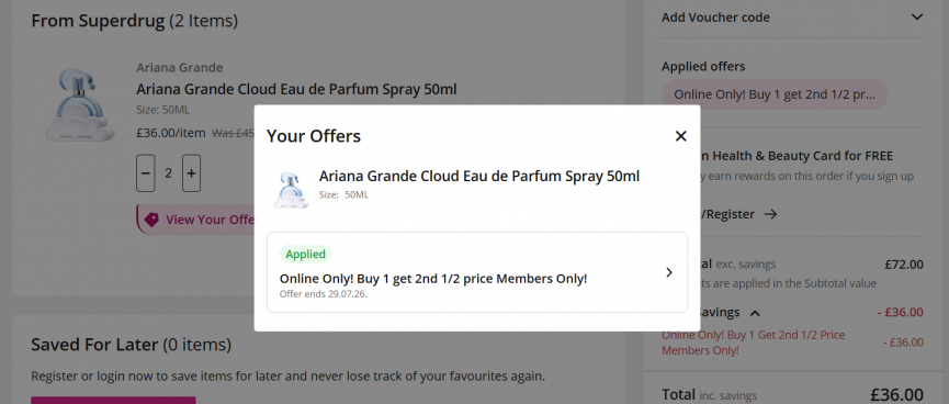 Buy One Get One Free on Selected Fragrance @ Superdrug