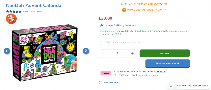 NeeDoh Advent Calendar Pre-Order £30 @ The Entertainer