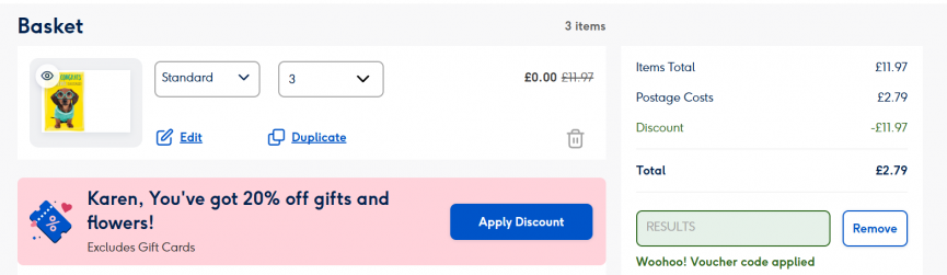 Free Exam Results Cards With Code @ Moonpig