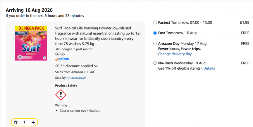 Surf Tropical Lily Washing Powder XL Mega Pack 75 Wash 3.75 kg £6.65 @ Amazon