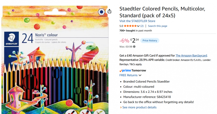 Staedtler Colouring Pencils £2.24 @ Amazon