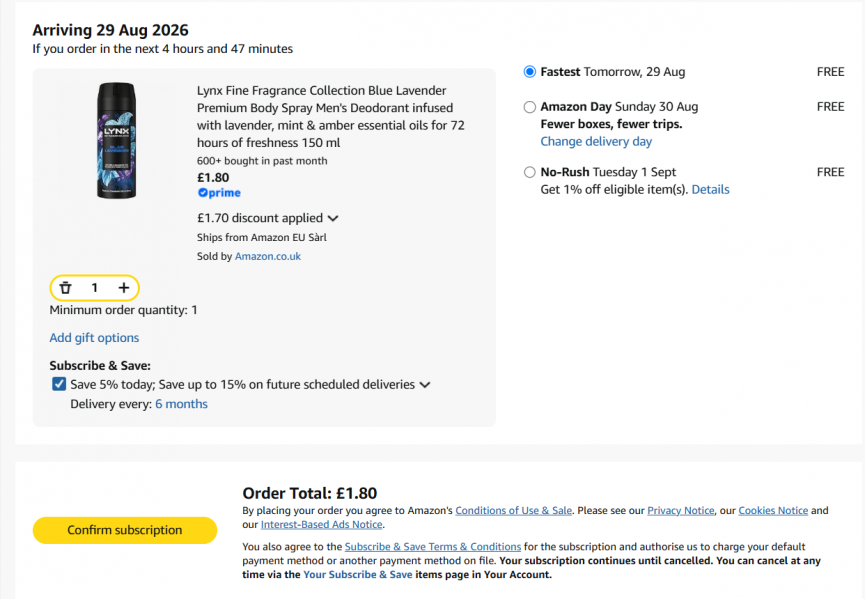 Lynx Fine Fragrance Collection from £1.80 @ Amazon