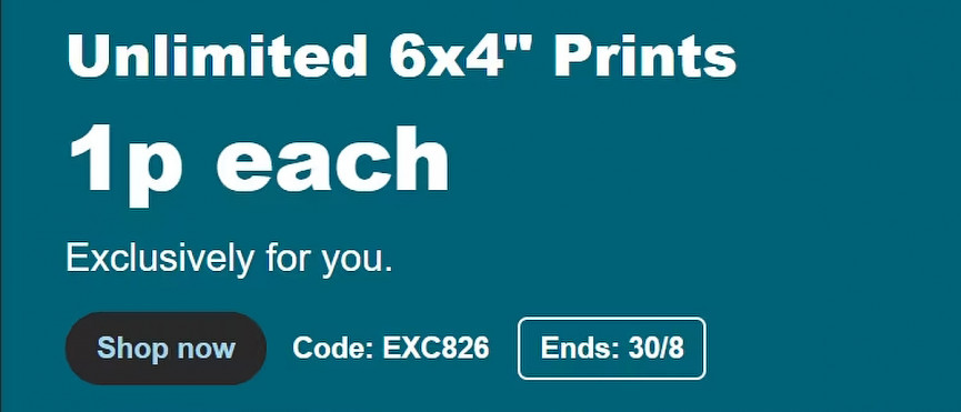 Unlimited 6x4 Photo Prints 1p Each With Code @ Snapfish