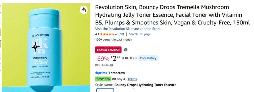 Revolution Skin, Bouncy Drops 150ml £2.65 @ Amazon