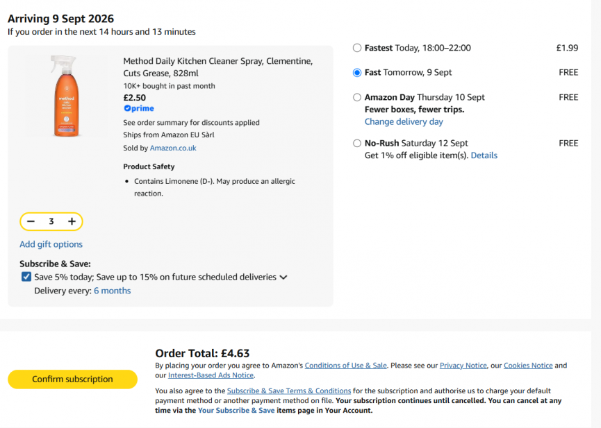 Method Clementine Kitchen Cleaner 828 ml 4 for £6.50 @ Amazon