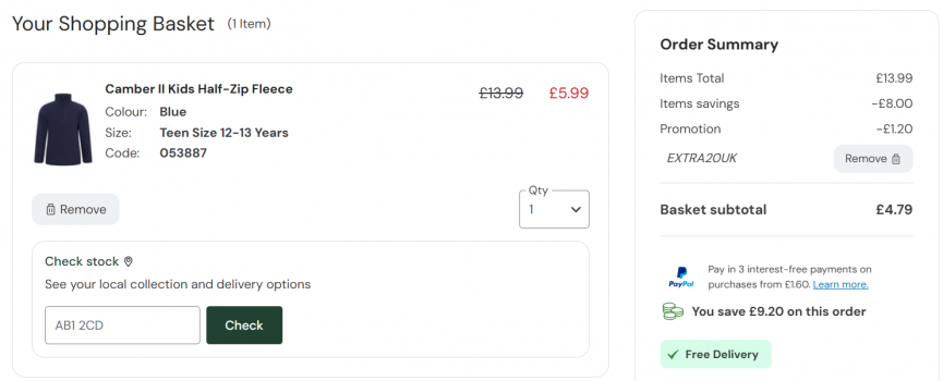 Up To 70% Off Clearance Plus An Extra 20% Off and Free Delivery @ Mountain Warehouse