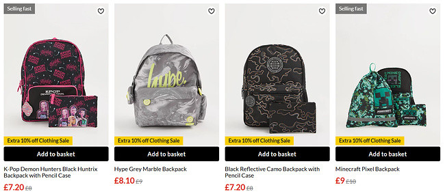Half Price Kids’ Character Backpacks + Extra 10% Off With George Rewards @ George at Asda