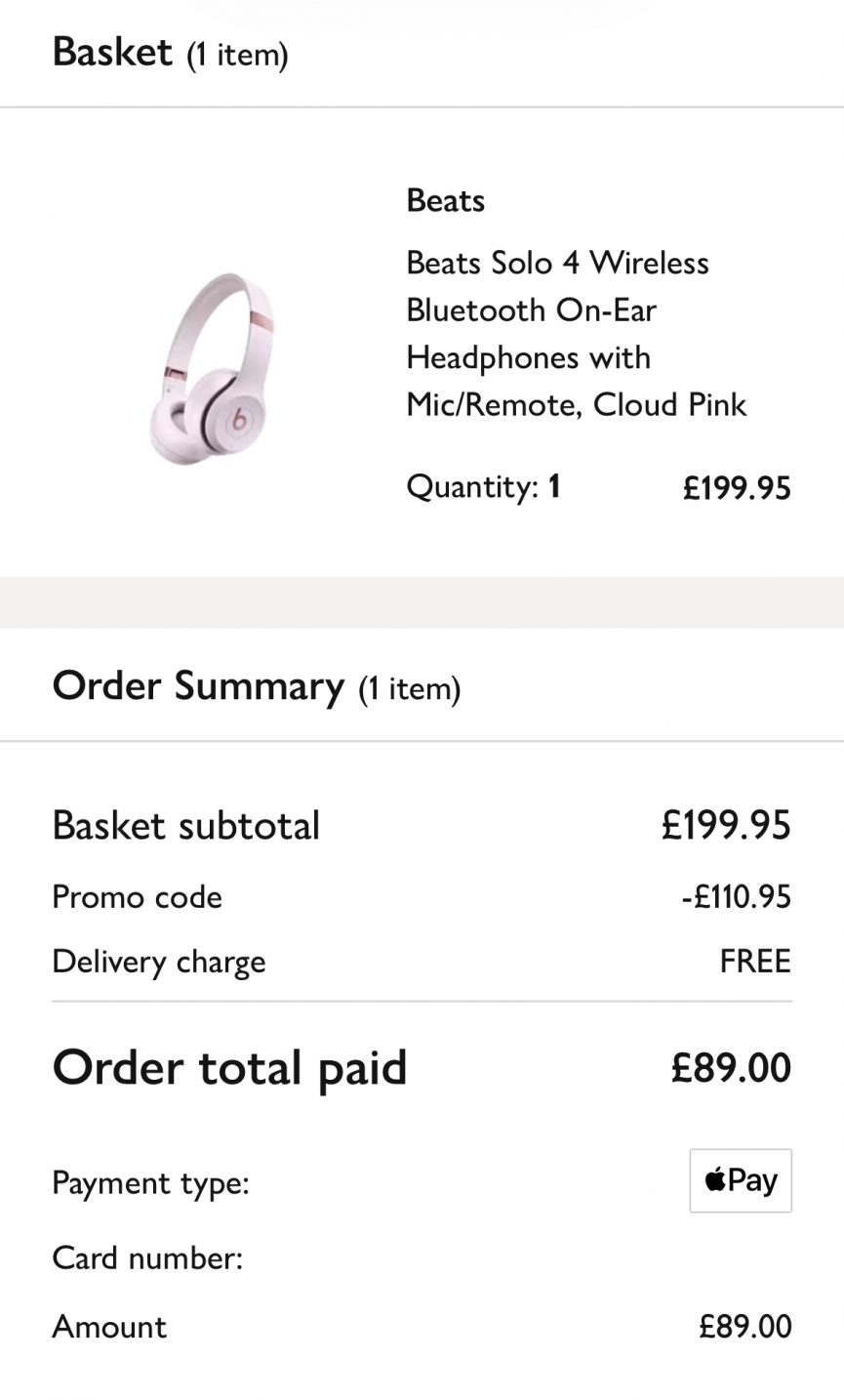 Beats Solo 4 Wireless On-Ear Headphones £89 delivered @ John Lewis & Partners