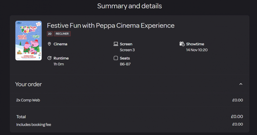 FREE Festive Fun with Peppa Cinema Experience Tickets @ Cineworld