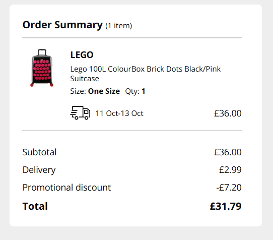 LEGO Suitcases From £28.80 With Code @ Secret Sales