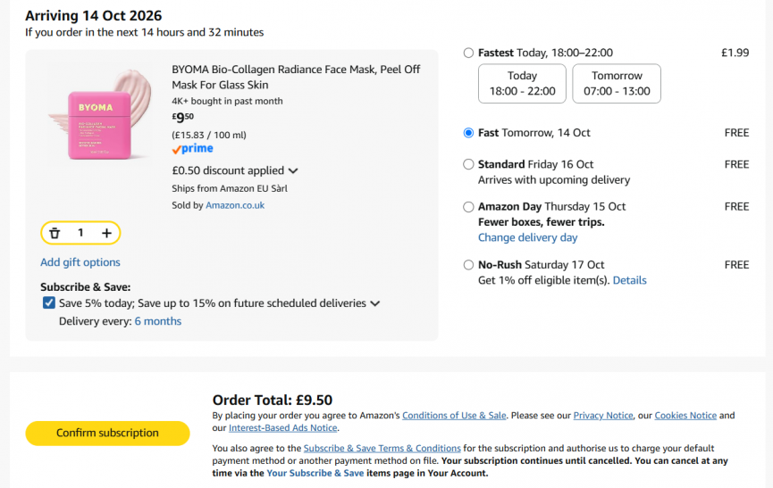 BYOMA Bio-Collagen Radiance Face Mask £9.50 @ Amazon